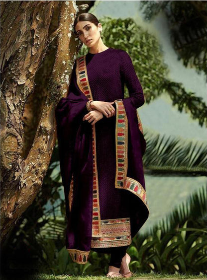 Purple Color Heavy Faux Georgette With Sequence Work Churidar Salwar Suit