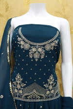 Blue Color Faux Georgette Embroided Sharara Suit - Joshindia