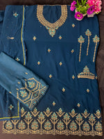 Blue Georgette Embroided Semi Stitched Palazzo Suit - Joshindia