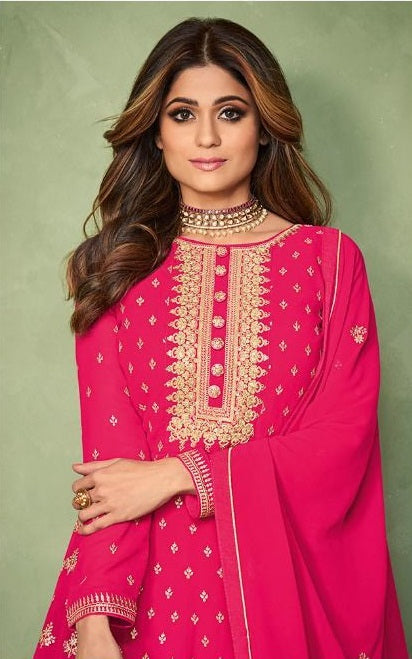 Pink Georgette Embroided Anarkali Salwar Suit