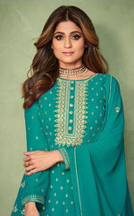 Bottle Green Georgette Embroided Anarkali Salwar Suit - Joshindia