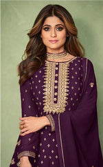 Purple Georgette Embroided Anarkali Salwar Suit - Joshindia
