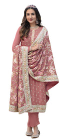 Gold Rose Color Georgette Straight Salwar Suit - Joshindia