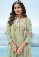 Green Color Georgette Straight Palazzo Salwar Suit - Joshindia