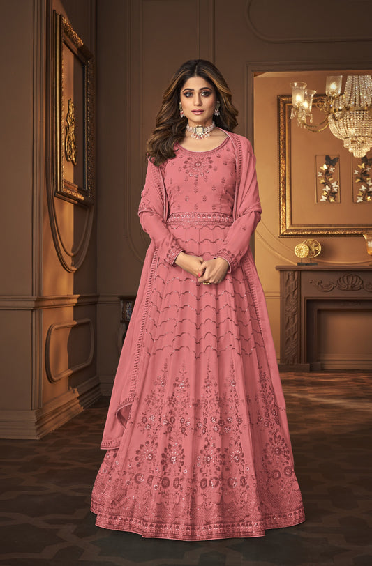 Pink Fox Georgette With Sequence Work Anarkali Suit