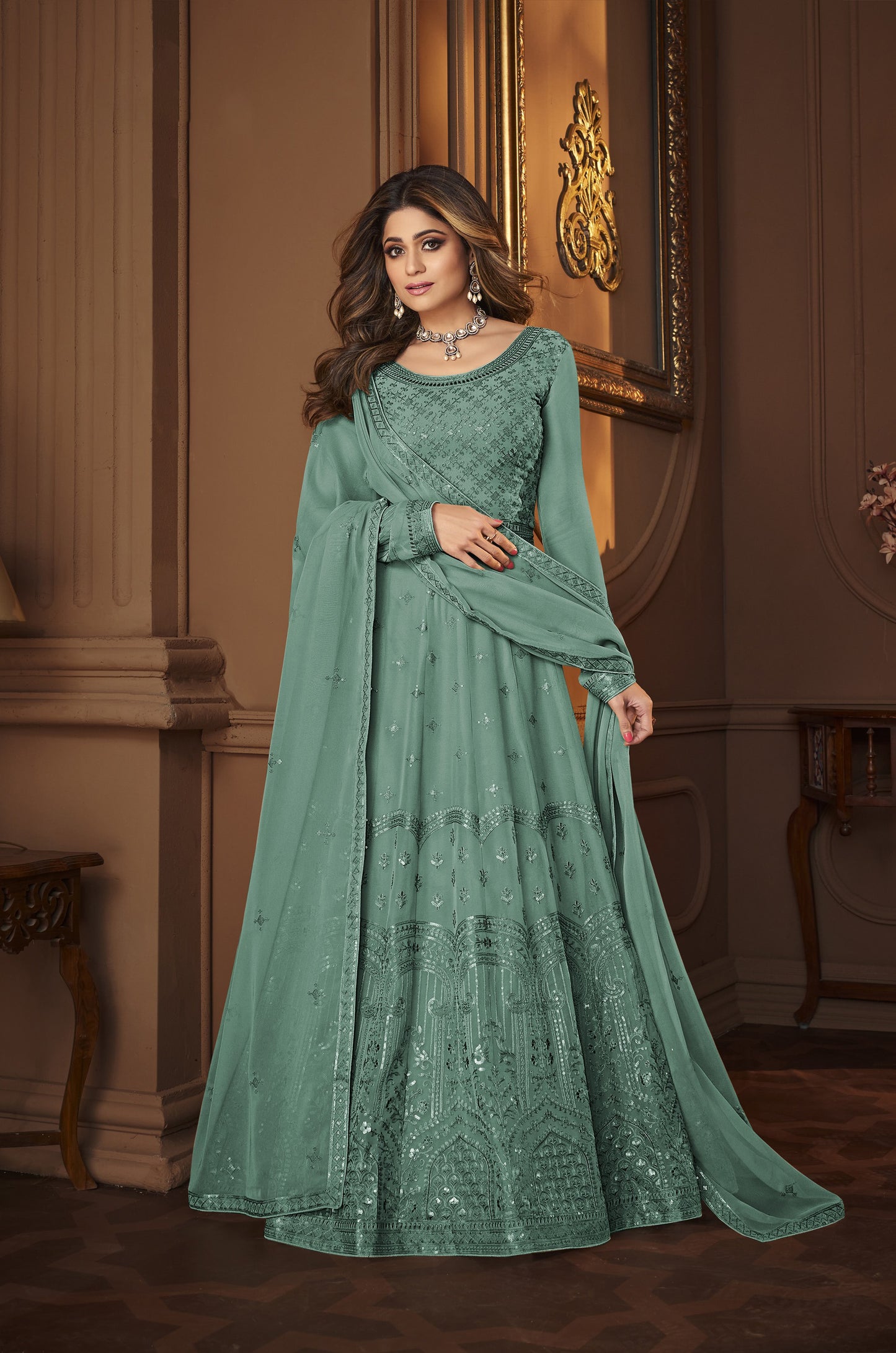 Aqua Fox Georgette With Sequence Work Anarkali Suit
