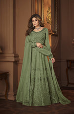 Green Fox Georgette With Sequence Work Anarkali Suit - Joshindia