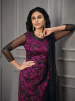 Purple color Women Soft Net Embroidery Work Straight Salwar Suit - Joshindia