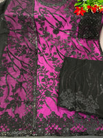 Purple color Women Soft Net Embroidery Work Straight Salwar Suit - Joshindia