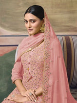 Pink Georgette Semi-Stitched Sharara Salwar Suit - Joshindia