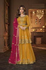 Yellow Green Georgette Embroided Semi Stitched Ghaghra Suit - Joshindia