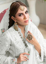 White Heavy Butteryfly Net With Moti Work Straight Salwar Suit - Joshindia