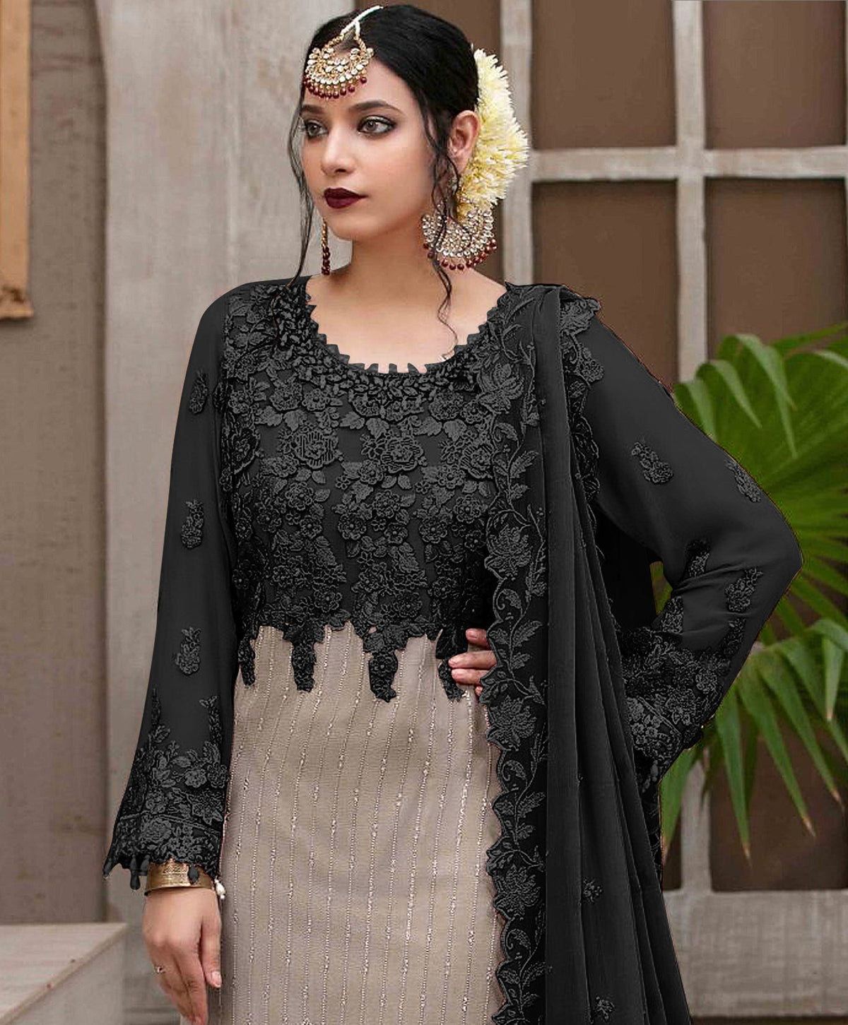 Black Heavy Fox Georgette with Heavy Embroidery Sequence Work Straight Suit - Joshindia