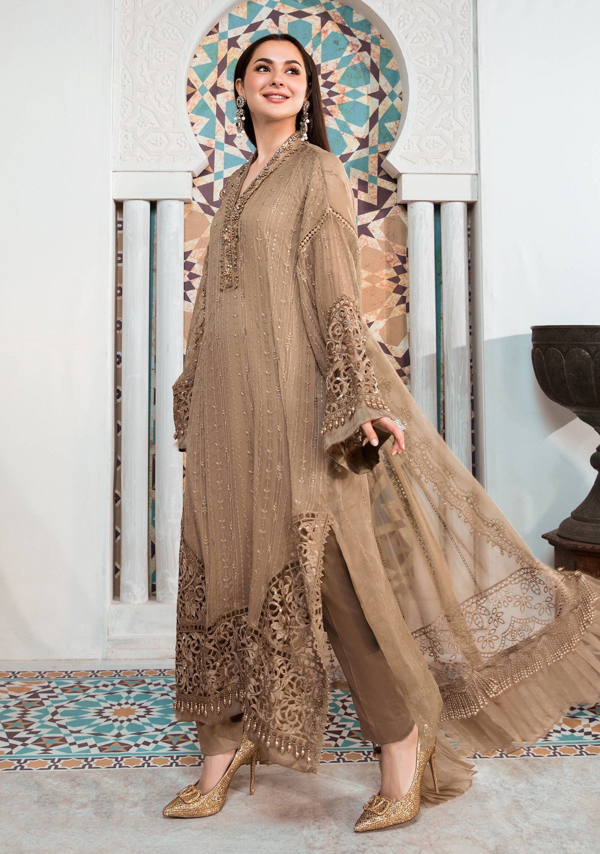 Coffee Color Heavy Fox Georgette with Embroidery Sequence Work Salwar Suit - Joshindia