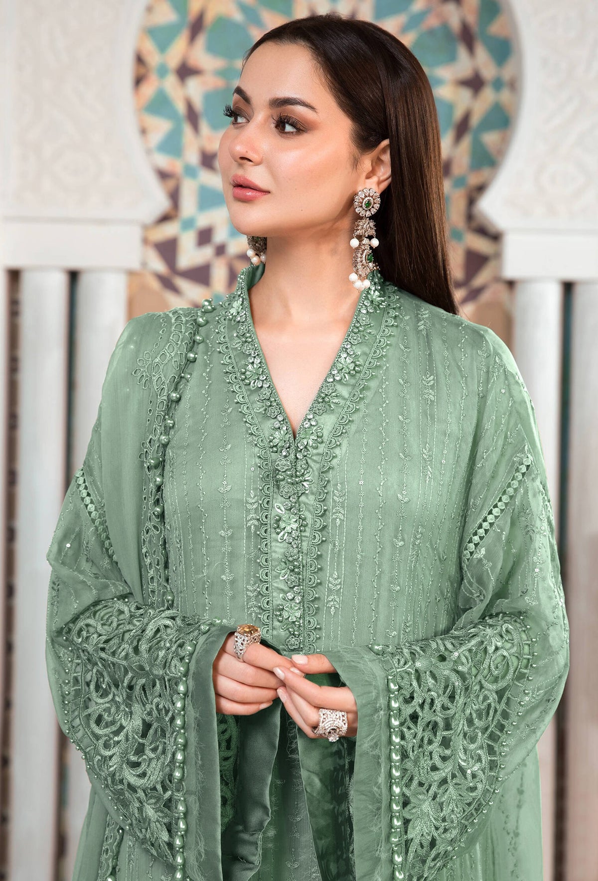 Green Color Heavy Fox Georgette with Embroidery Sequence Work Salwar Suit - Joshindia
