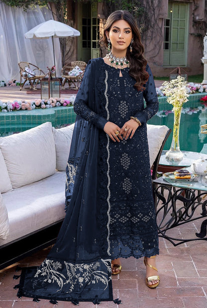 Nevy Blue Embroidery Sequence Work Semi Stitched Salwar Suit