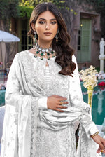 White Embroidery Sequence Work Semi Stitched Salwar Suit - Joshindia