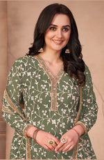 Green Butterfly Net Straight Salwar Suit - Joshindia