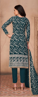 Dark Green Butterfly Net Straight Salwar Suit - Joshindia