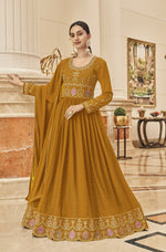 Yellow Color Heavy Faux Georgette With Sequence Work Anarkali Salwar Suit - Joshindia