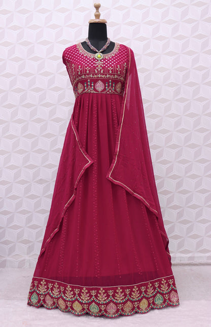 Pink Color Heavy Faux Georgette With Sequence Work Anarkali Salwar Suit