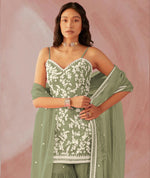 Green Color Hevey Faux Georgette With Embroidery And Mirror Work Fancy Palazzo suit - Joshindia