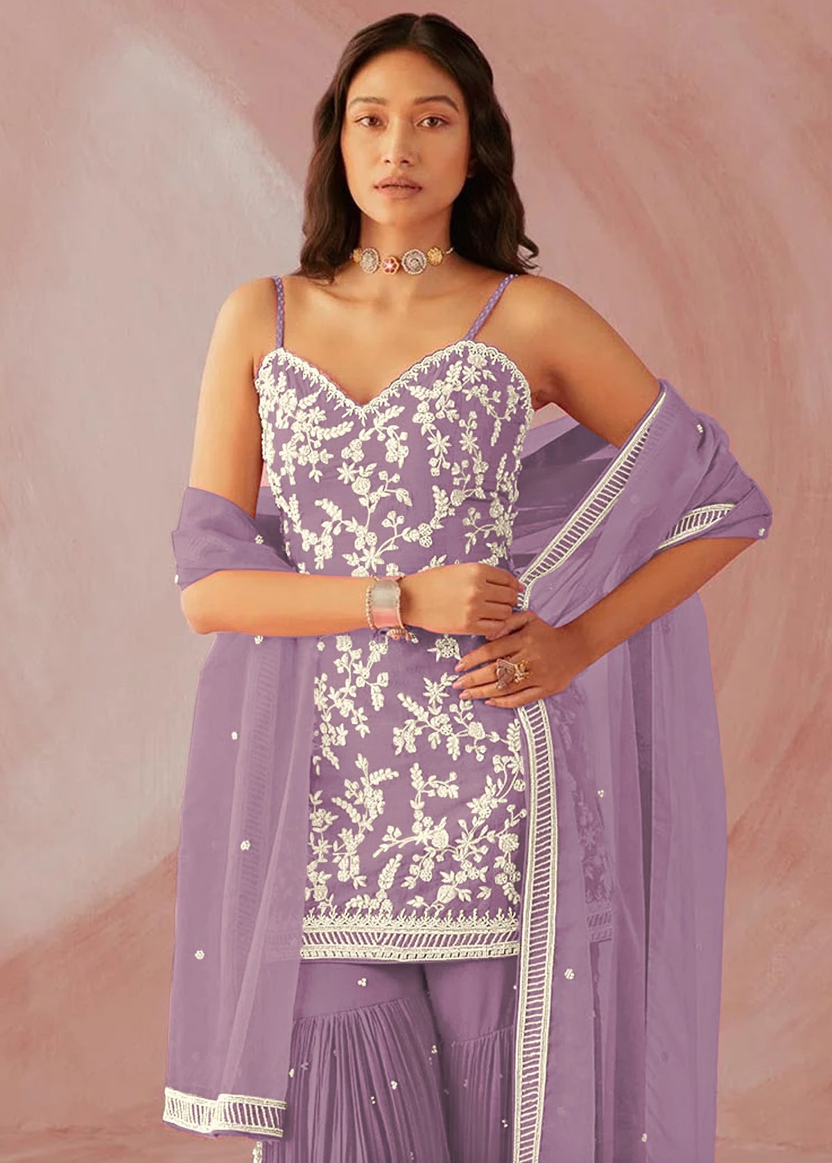 Wine Color Hevey Faux Georgette With Embroidery And Mirror Work Fancy Palazzo suit - Joshindia