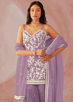 Wine Color Hevey Faux Georgette With Embroidery And Mirror Work Fancy Palazzo suit - Joshindia