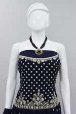 Neavy Blue Color Embroidered Designer Palazzo Salwar Kameez - Joshindia