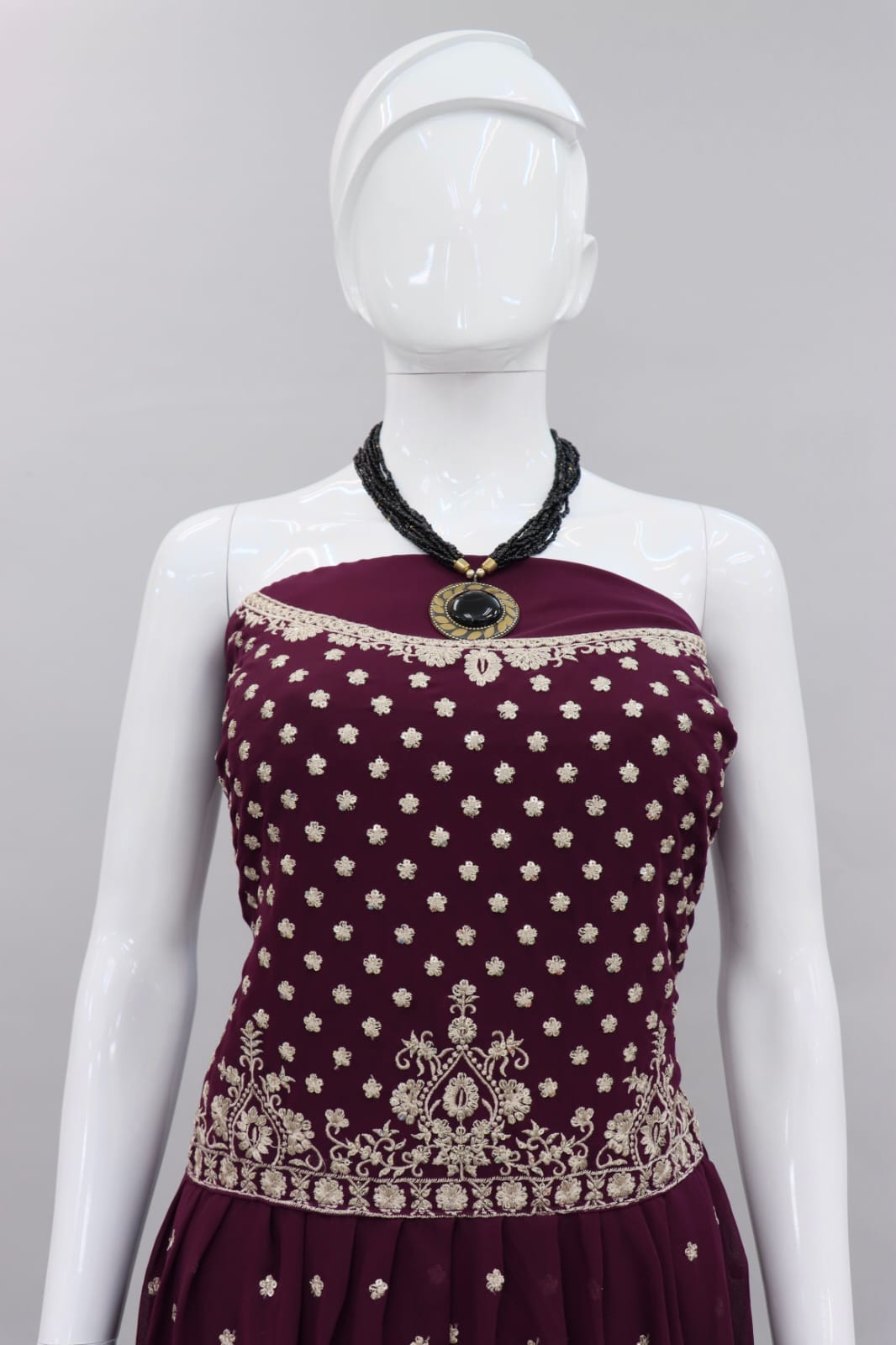 Wine Color Embroidered Designer Palazzo Salwar Kameez - Joshindia