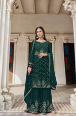Green Color Embroidered Designer Palazzo Salwar Kameez - Joshindia
