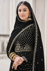Black Color Embroidered Designer Palazzo Salwar Kameez - Joshindia