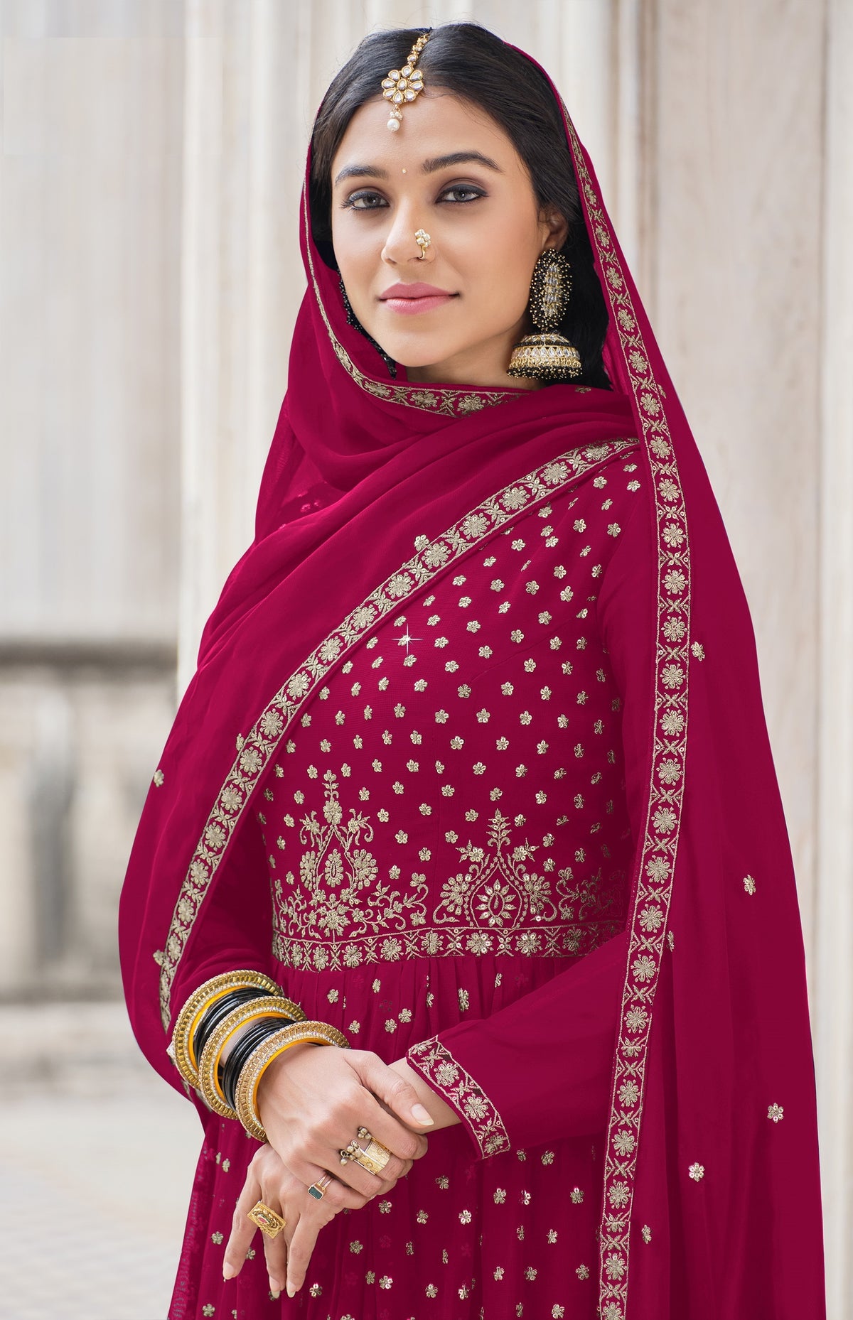 Pink Color Embroidered Designer Palazzo Salwar Kameez - Joshindia