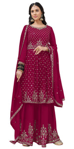 Pink Color Embroidered Designer Palazzo Salwar Kameez - Joshindia