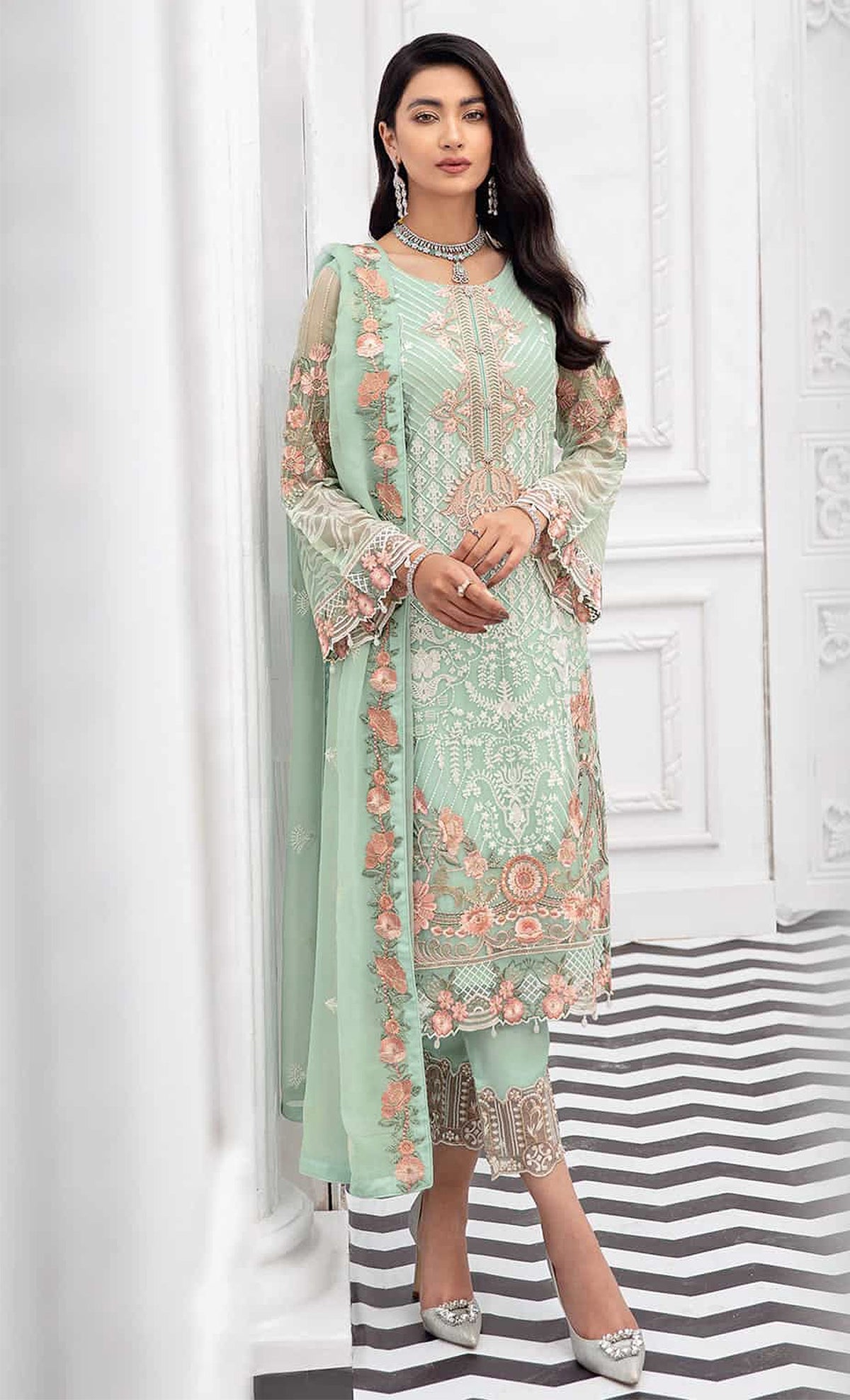 Pista Color Faux Georgette Straight Salwar Suit - Joshindia