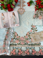 Sky BLue Color Faux Georgette Straight Salwar Suit - Joshindia