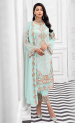 Sky BLue Color Faux Georgette Straight Salwar Suit - Joshindia
