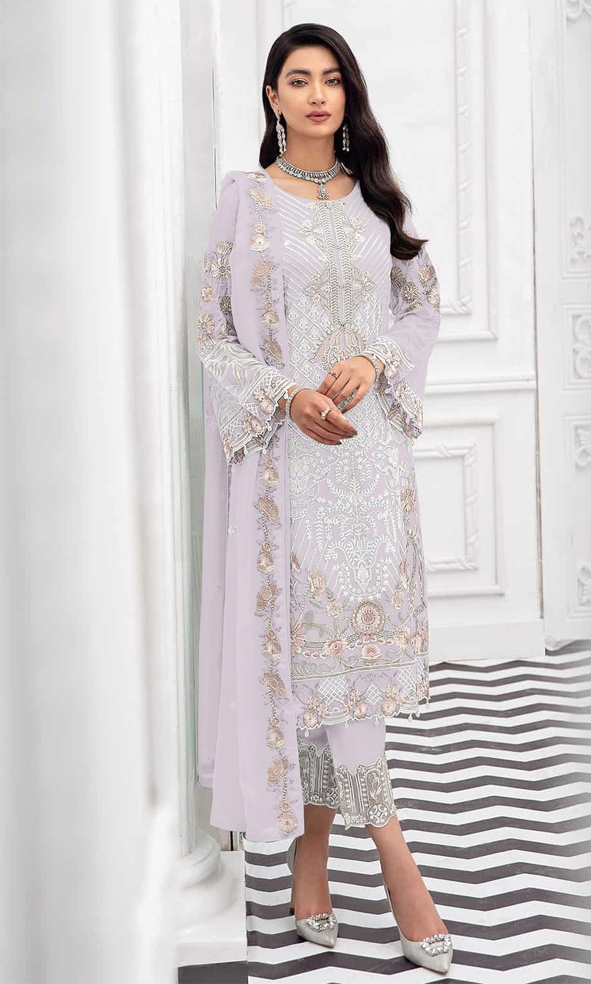 Wine Color Faux Georgette Straight Salwar Suit - Joshindia