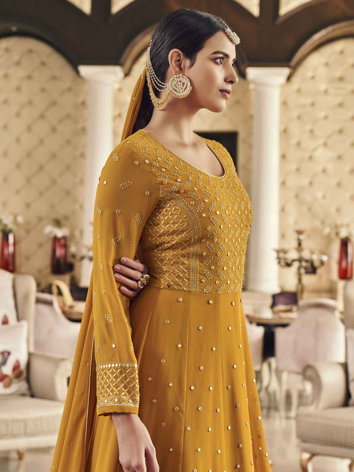 Yellow Color long Anarkali Salwar Suit - Joshindia