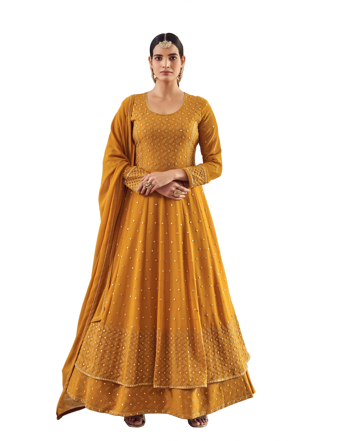 Yellow Color long Anarkali Salwar Suit