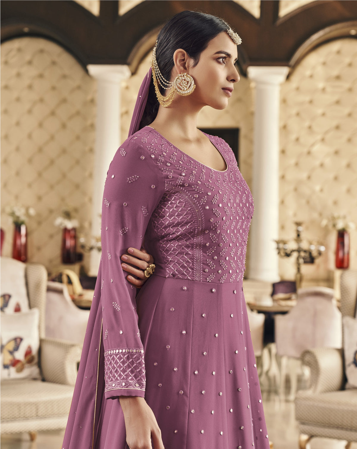 Purple Color long Anarkali Salwar Suit - Joshindia