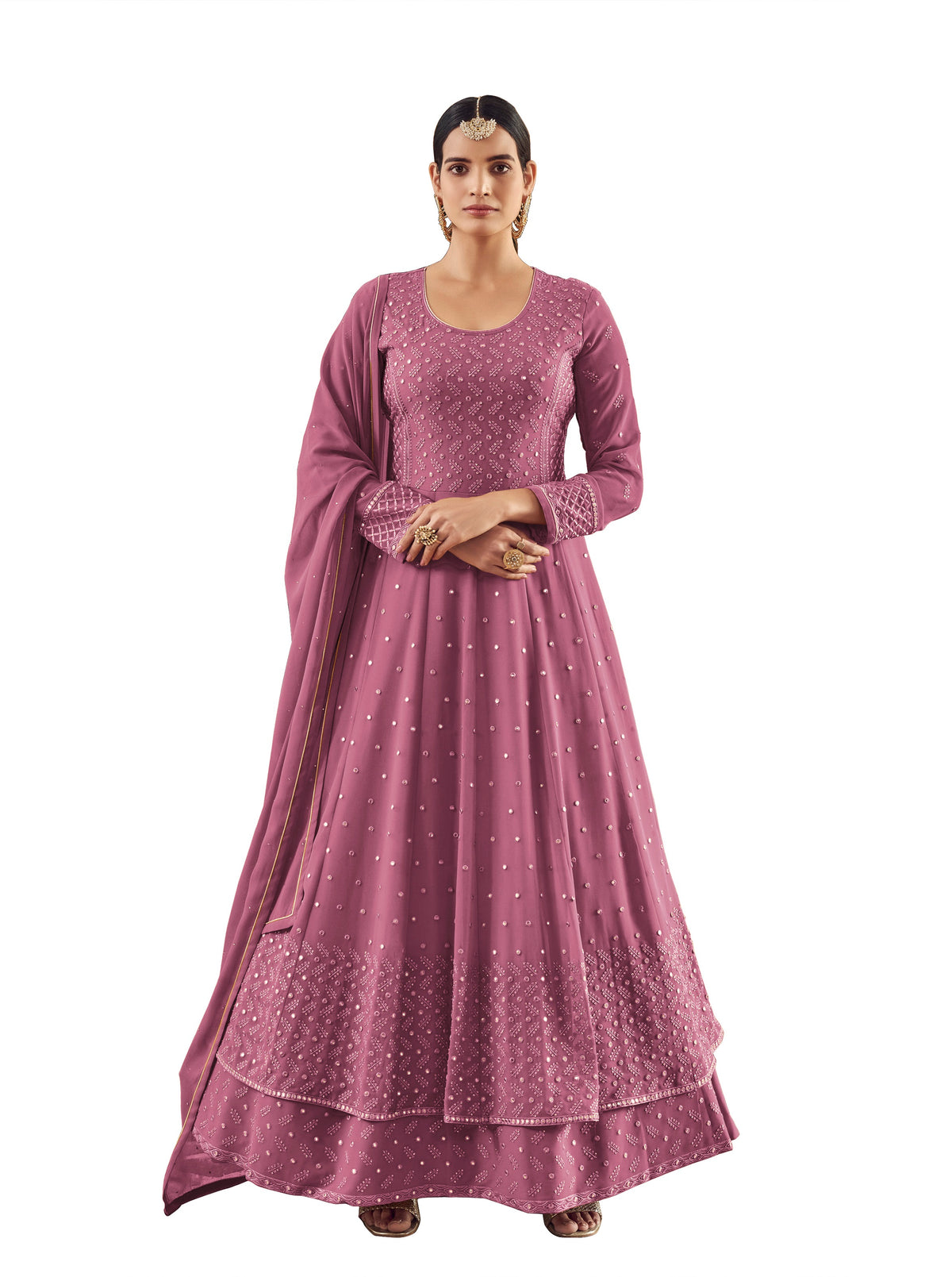 Purple Color long Anarkali Salwar Suit - Joshindia