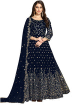Blue Color Heavy Fox Georgette Long Anarkali Salwar Suit - Joshindia