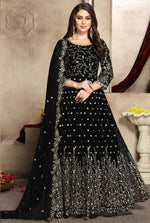 Black Color Heavy Fox Georgette Long Anarkali Salwar Suit - Joshindia
