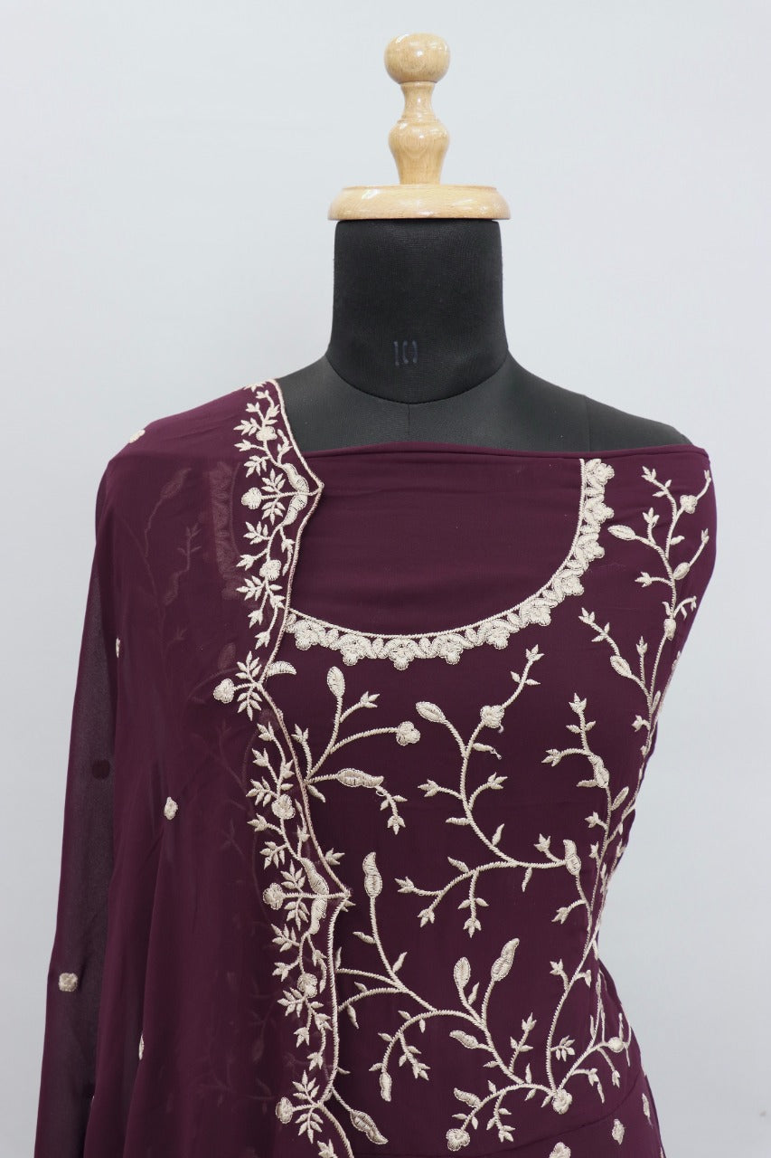 Purple Color Heavy Fox Georgette Long Anarkali Salwar Suit - Joshindia