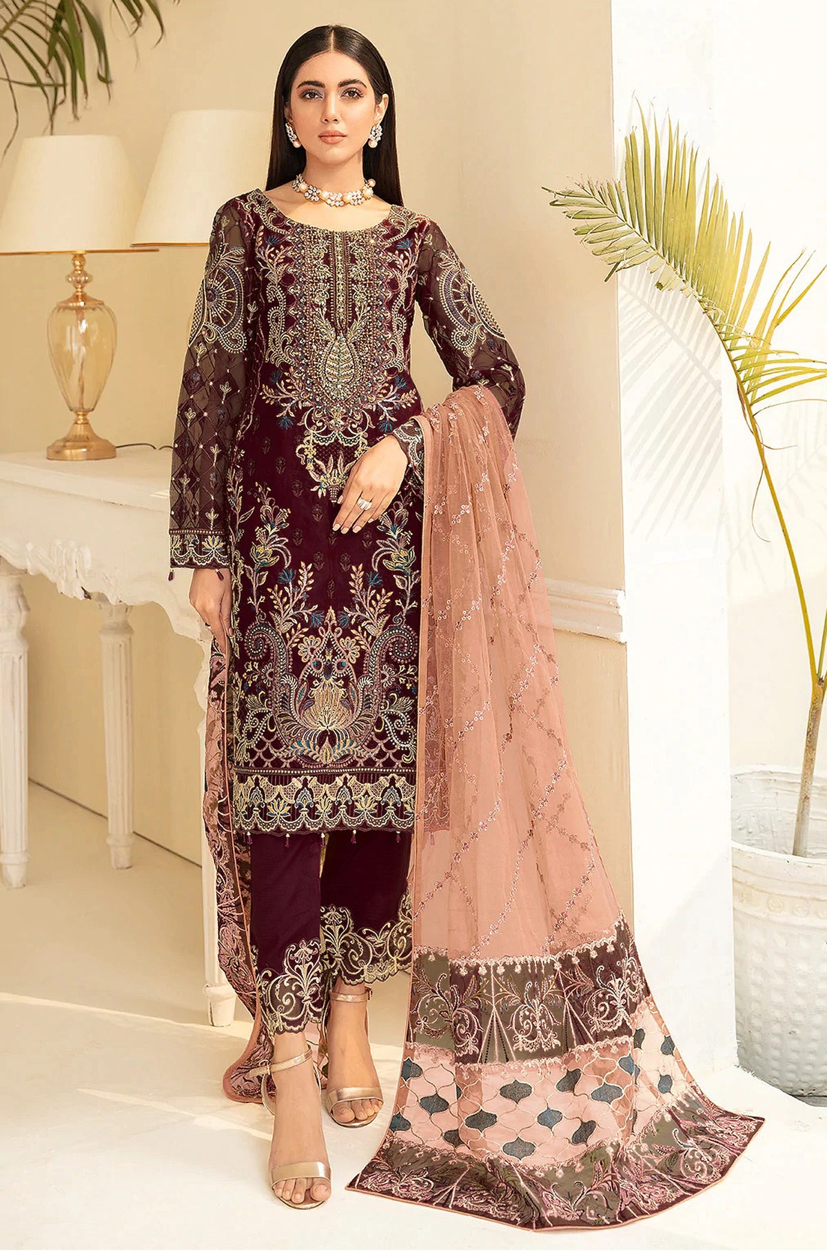 Purple Heavy Georgette Straight Salwar Suit - Joshindia