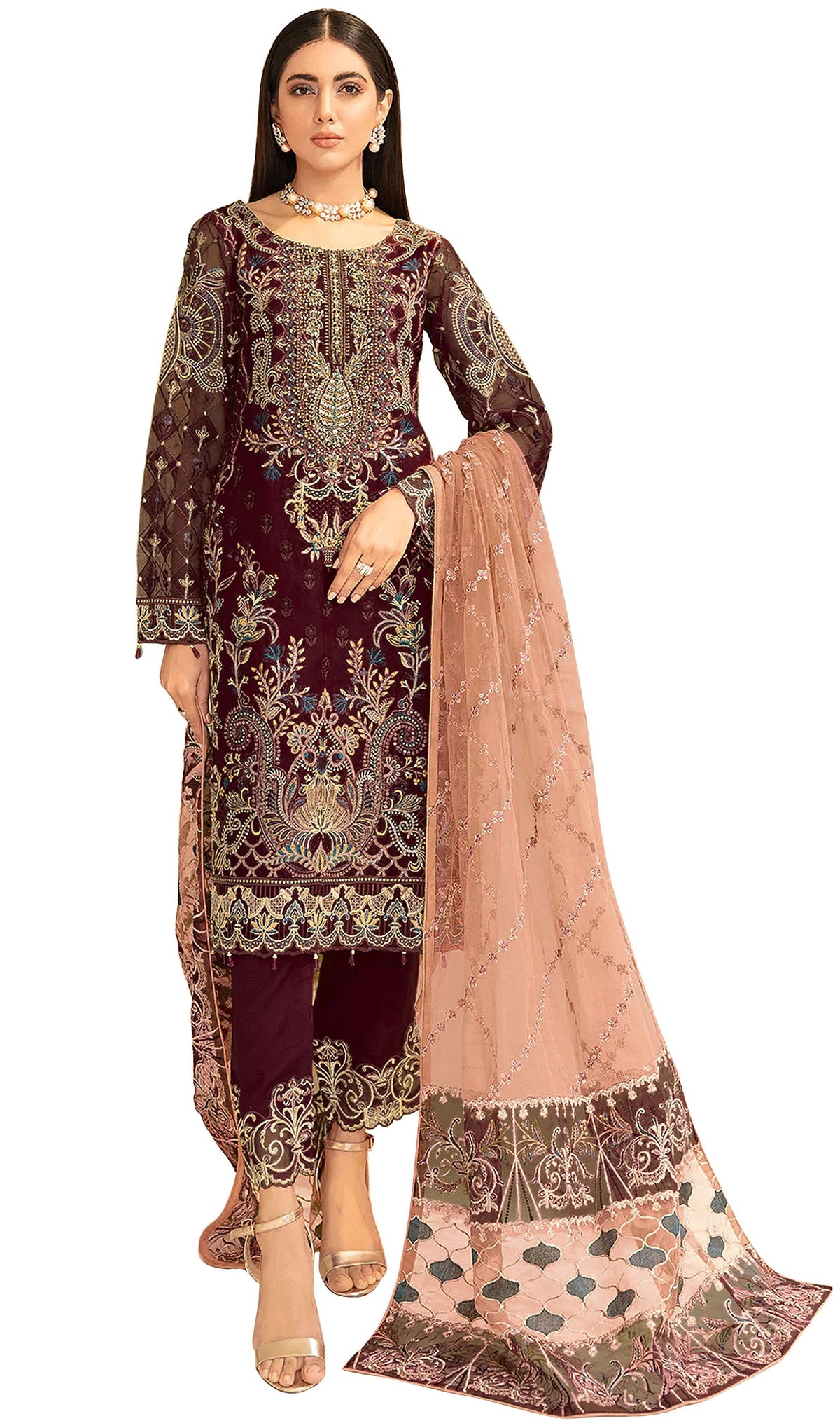 Purple Heavy Georgette Straight Salwar Suit - Joshindia