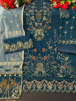 Sea Blue Color Heavy Georgette Straight Salwar Suit - Joshindia