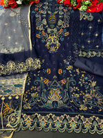 Blue Color Heavy Georgette Straight Salwar Suit - Joshindia