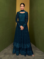 Sea Green Color Faux Georgette Anarakali Long Salwar Suit - Joshindia